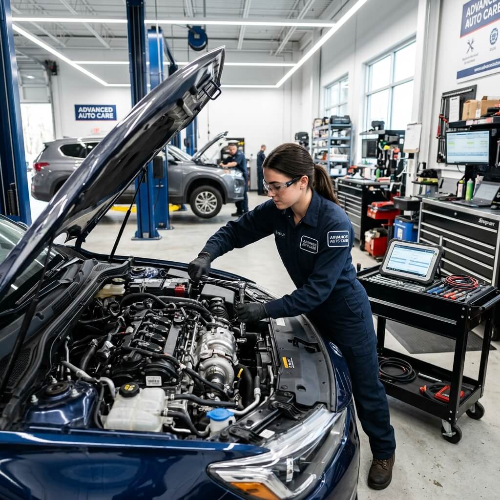 Certified Suzuki mechanic repairing car engine