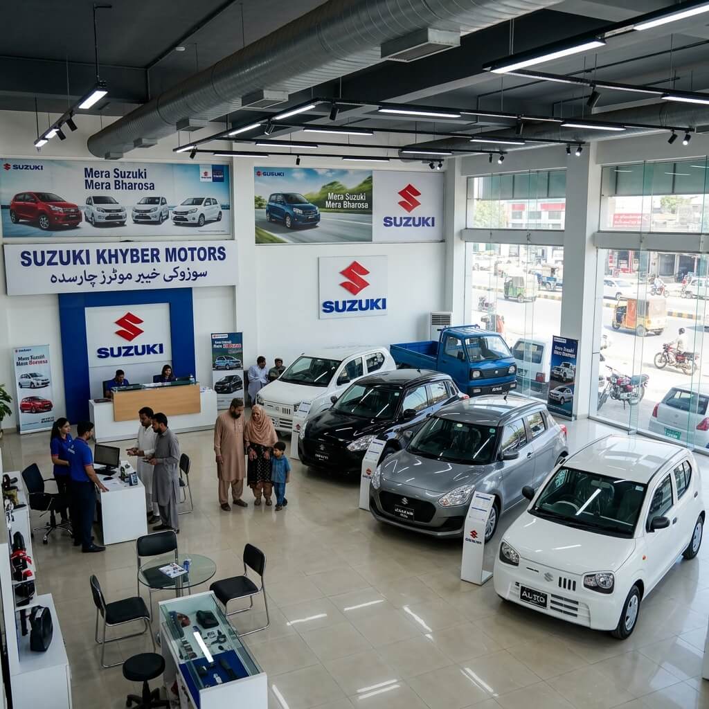 Inside view of Suzuki Khyber Motors Showroom