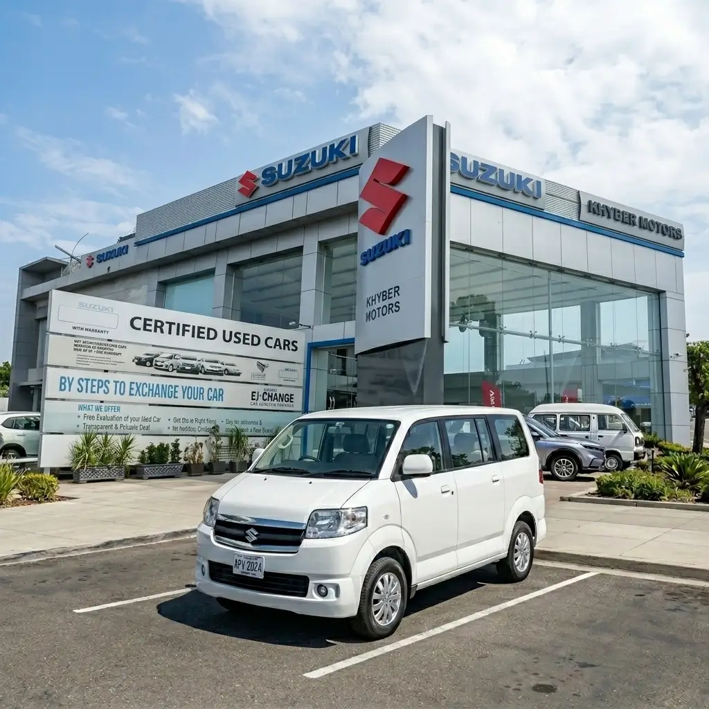 White Suzuki minivan parked outside